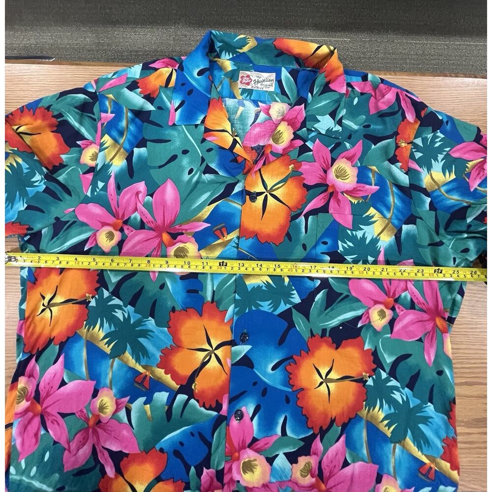 Vintage Hawaiian Shirt Tropical Beach Palm Trees Aloha Men’s Button Up